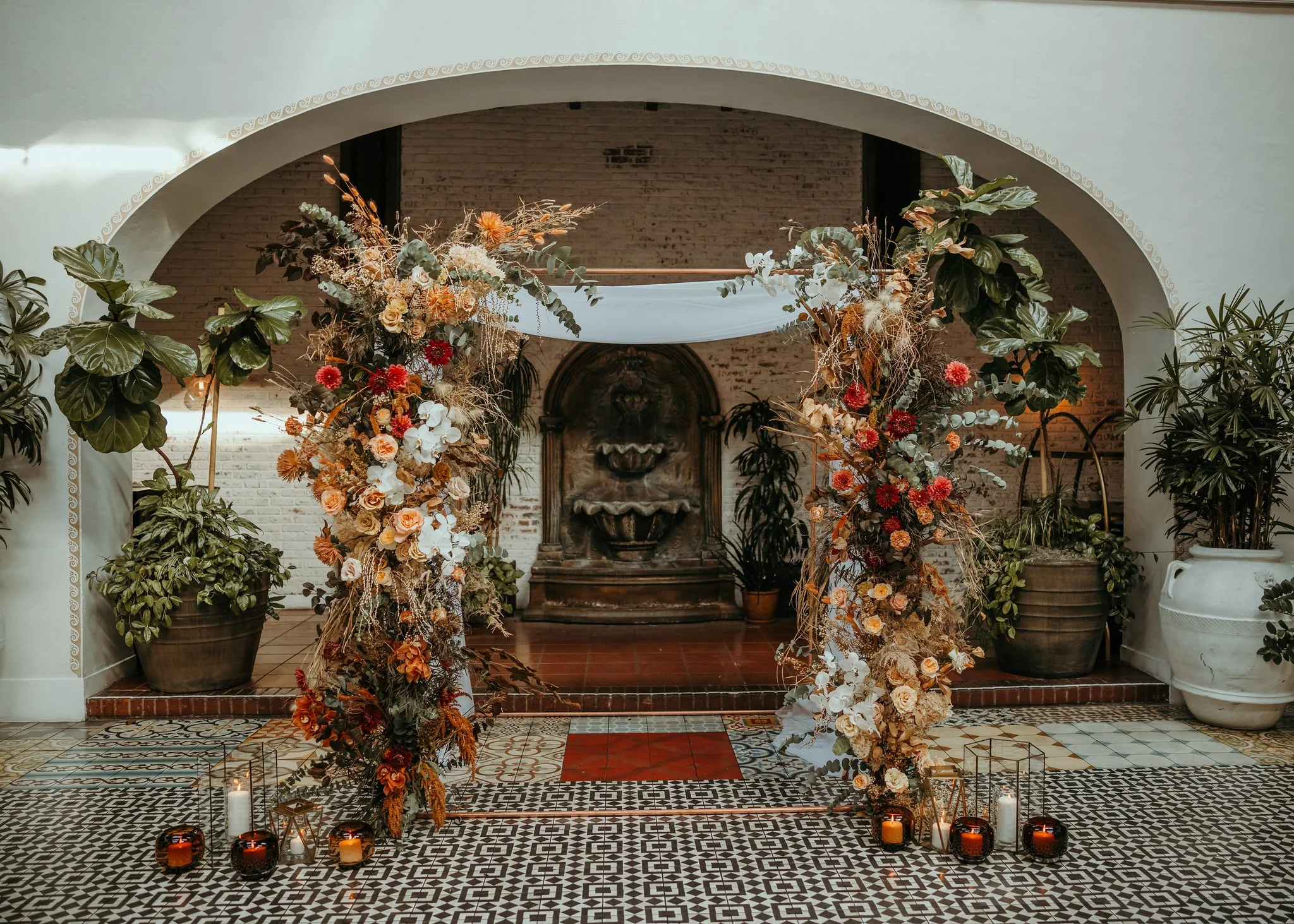 Eclectic event floral design with structure and mood